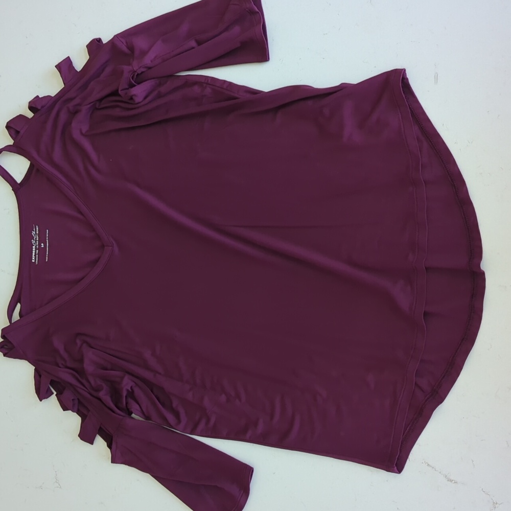Express ultra soft jersey London 3/4 sleeve tee one eleven top plum purple